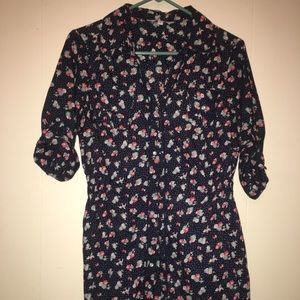 Patterned Button Up Blouse